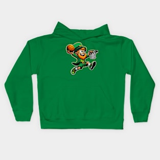 St Patrick's Day Leprechaun Slam Dunk Basketball Design Kids Hoodie